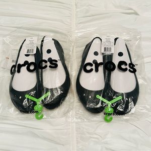 2 pairs of Black Crocs Kadee Flats